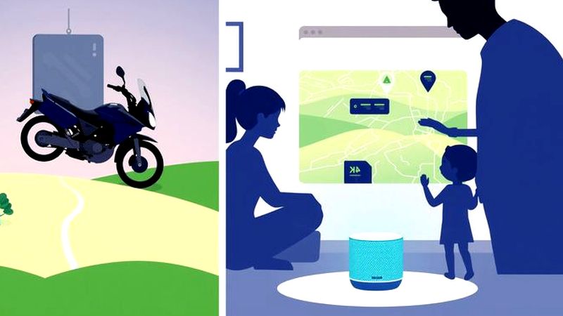 Una familia explora tecnología serena y cálida