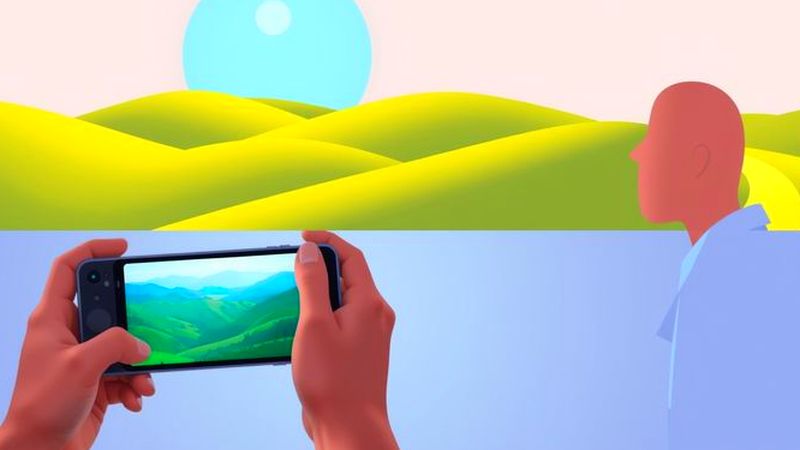 Un artista contempla una vista panorámica serena