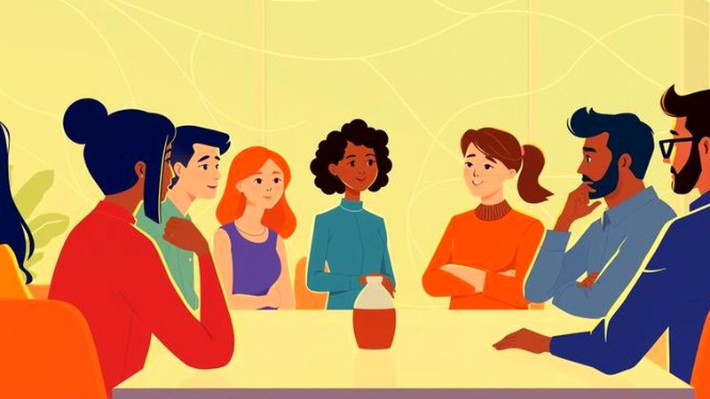 Ilustración profesional: colaboración armoniosa y reflexiva