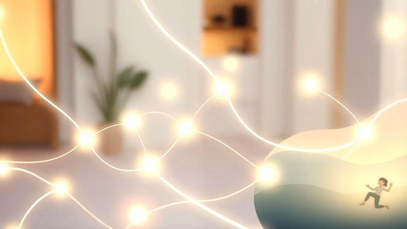Luz suave conecta tecnología orgánica en calma