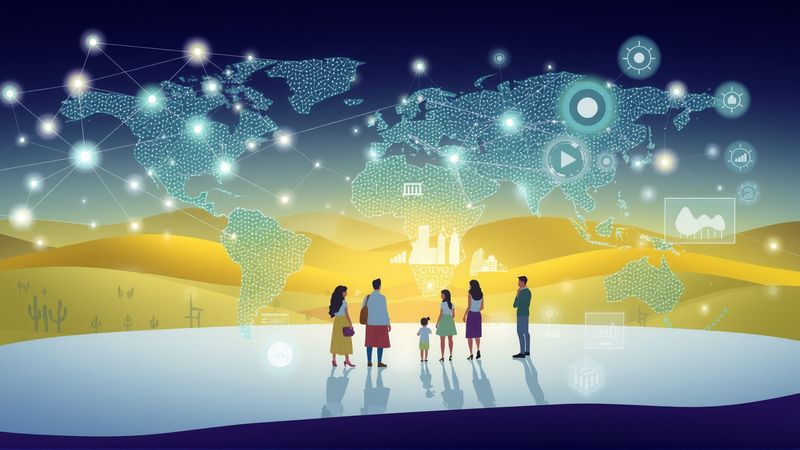 Una red de luz ilumina un mundo colaborativo