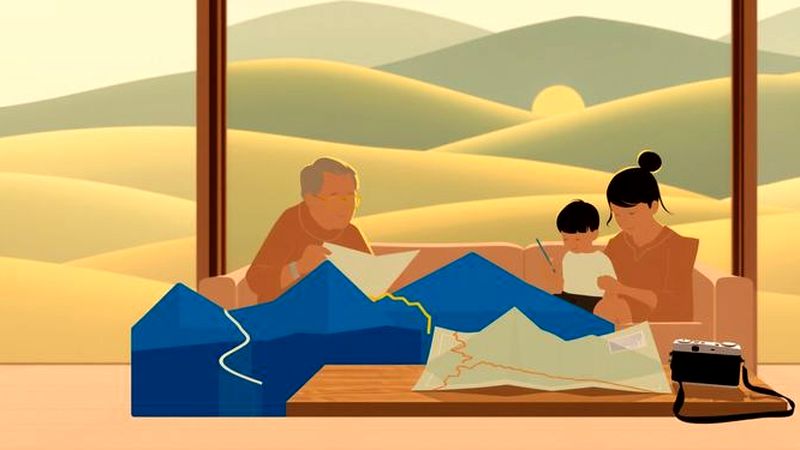 Una familia disfruta de la exploración serena