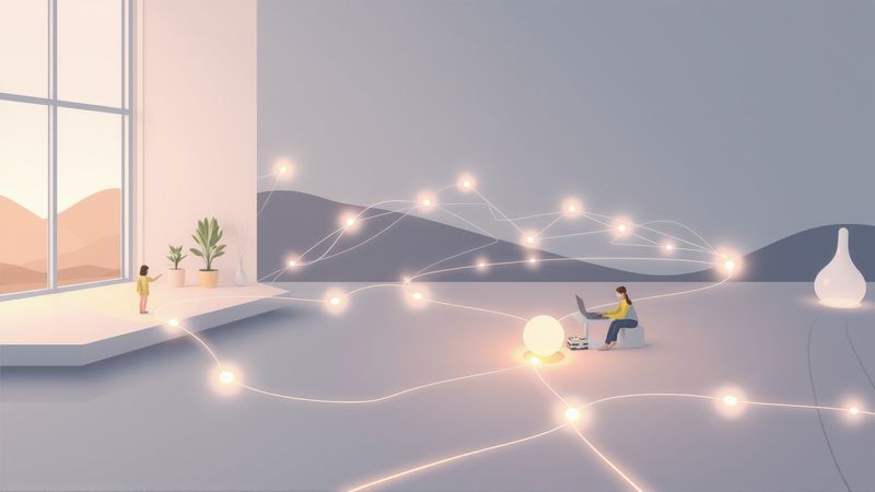 Conexiones digitales y seguridad visualmente tranquilas